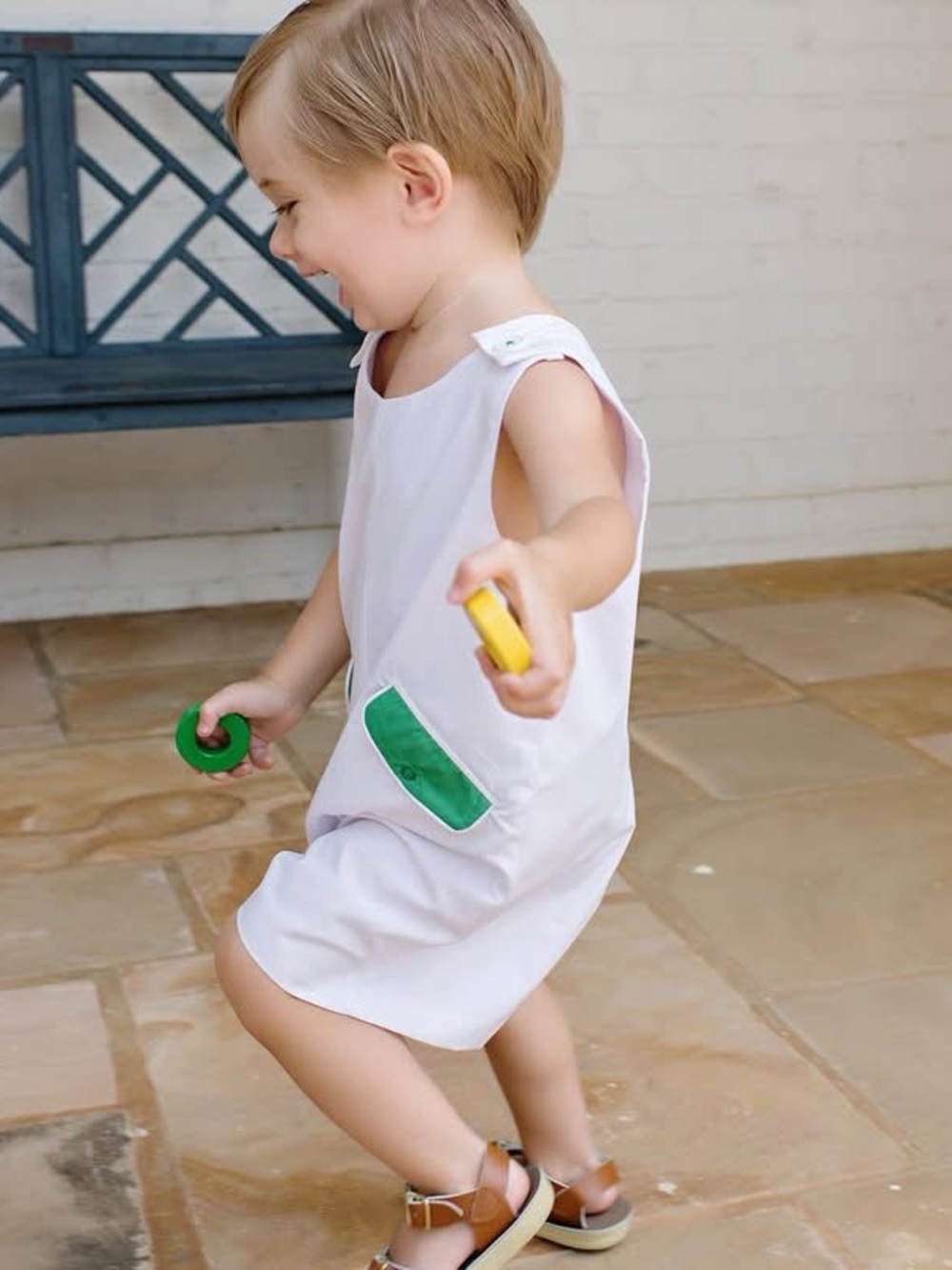 TBBC Prescott Pocket Jon Jon White and Green Jumper 6/12 Month NWOT - Picture 2 of 3